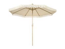 Guarda-sol De Jardim Com Manivela E Inclinação, Mastro De 2 Seções, Poliéster E Metal, 2,6 X 2,4 M, Creme.