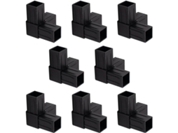 Conjunto De 8-conectores Tubo Quadrados Pretos Resistentes, Conexões De Tubo Quadrado Para Prateleiras