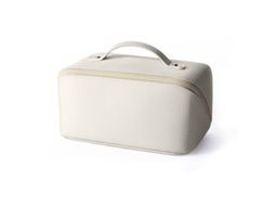Bolsa De Viagem De Maquiagem Portátil Em Pu, Impermeável, Grande Capacidade Para Organizar Cosméticos E Acessórios (branco)