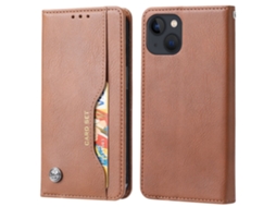 Capa Quedas Para Iphone 15 Plus Pele Sintética Magnética Castanho