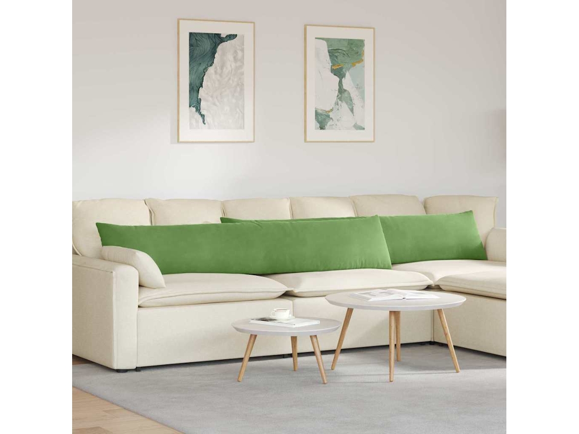 Vidaxl Travesseiros De Sofá 2 Pcs Verde Claro 200 X 40 Cm