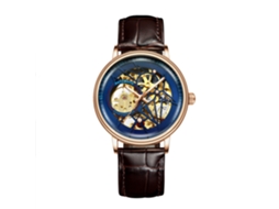 Relógio masculino MDUG com pulseira de aço, movimento quartzo, data e ponteiros luminosos, ouro rosa