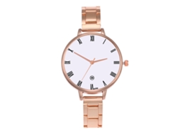 Relógio Analógico de Quartzo Feminino com Pulseira de Aço Estilo Simples Elegante Ouro Rosa