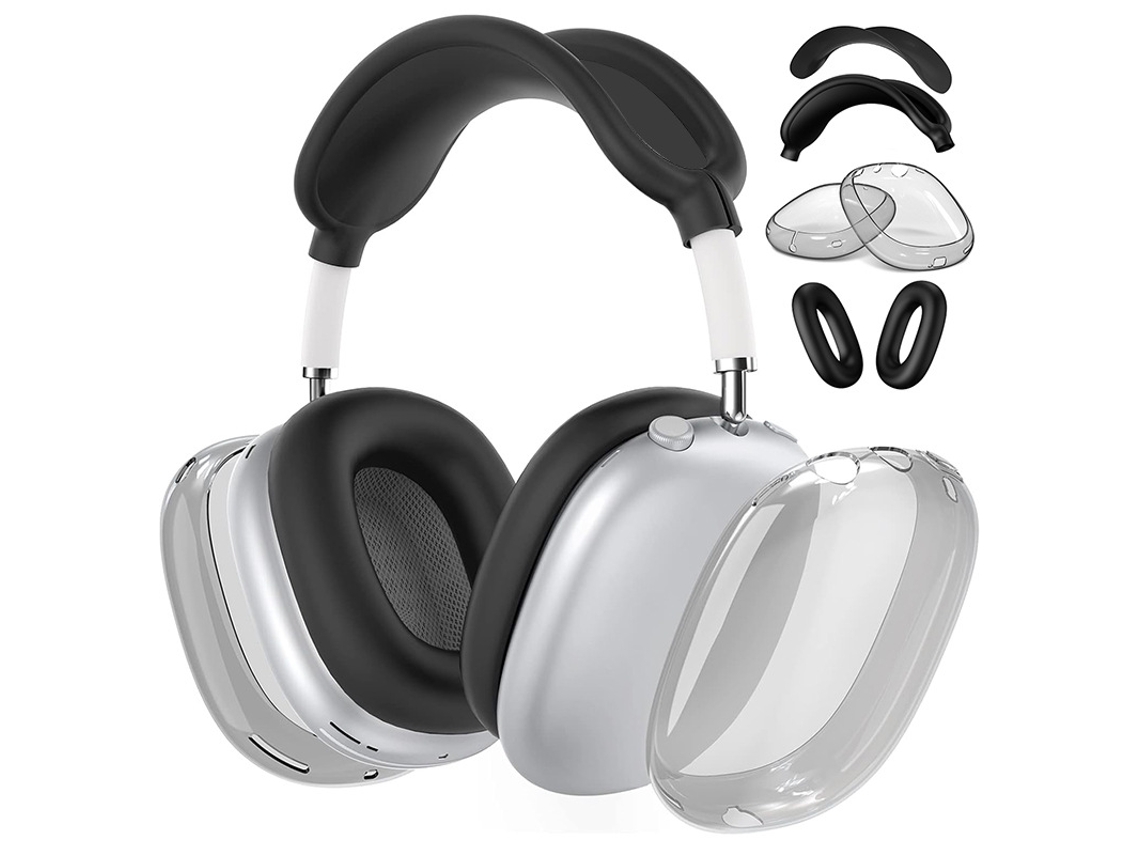Capa Protetora De Quatro Peças Em Tpu Preto Resistente, Compatível Com Airpods Max 1a E 2a Gerações, Material Transparente Durável, Ideal...