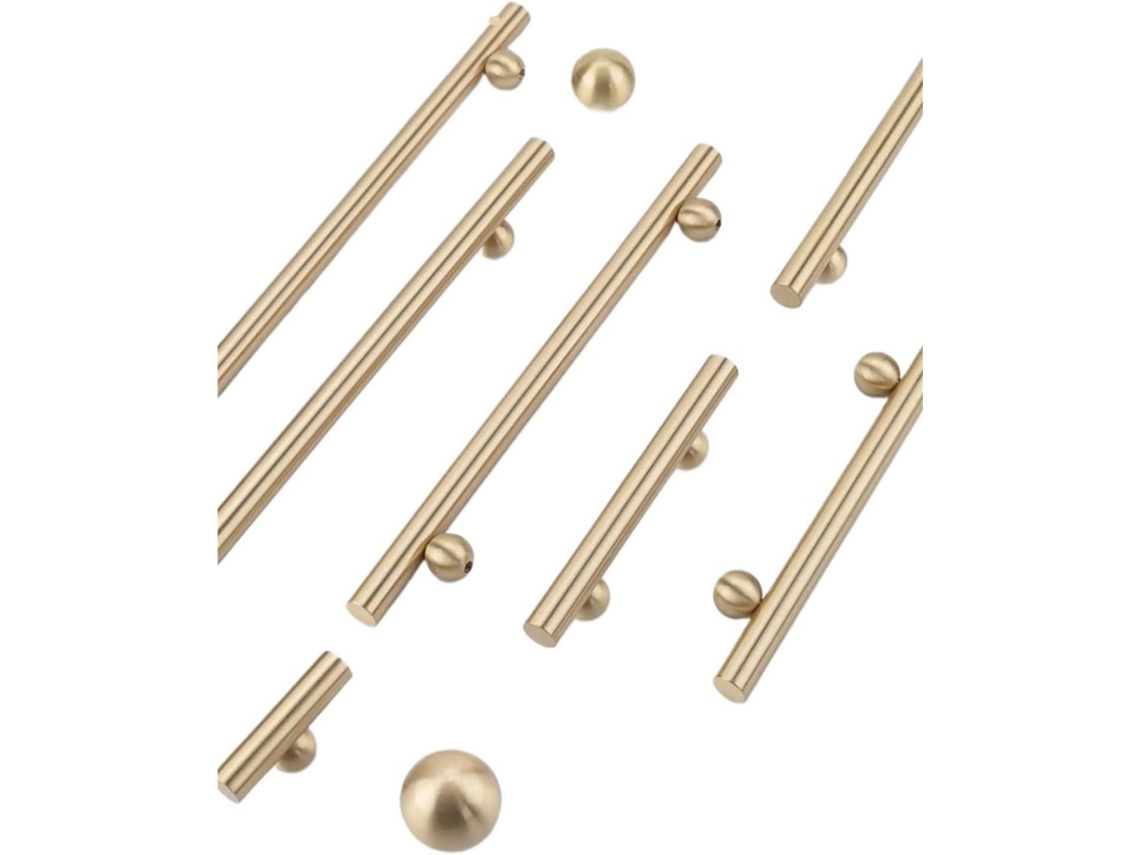 Puxador Longo Em Latão Maciço Com Base Formato De Bola, Na Cor Cobre Dourado, Para Gaveta De Armário Cozinha 1 Peça Bola