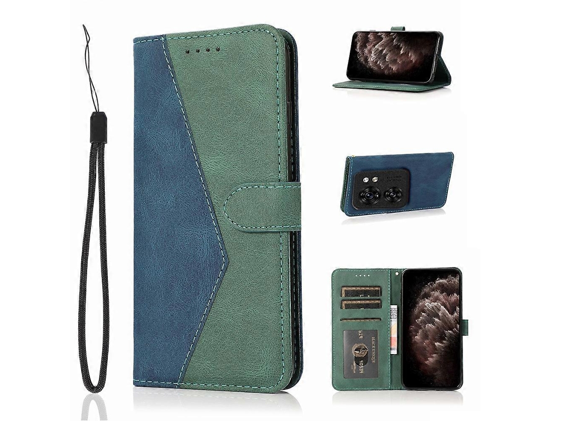 Capa De Couro Com Costura Bicolor Para Motorola Edge 40