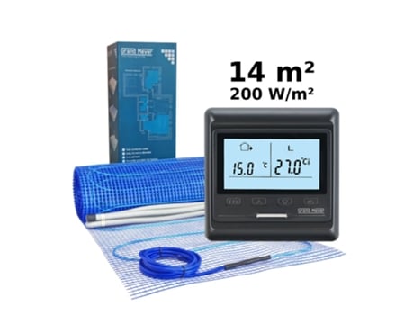 Kit De Aquecimento Elétrico Para Piso Radiante 14 Mâ², 200 W/mâ² Hw800 Termóstato Programável Grand Meyer