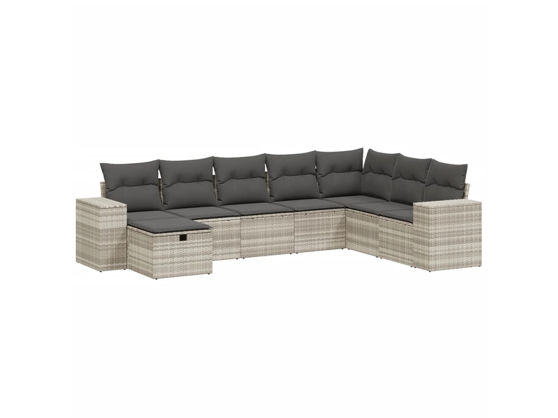 Conjunto 8 Conjunto De Sofás De Jardim Vidaxl Cinzeto Vime Pe (83 X 62 X 69 Cm)