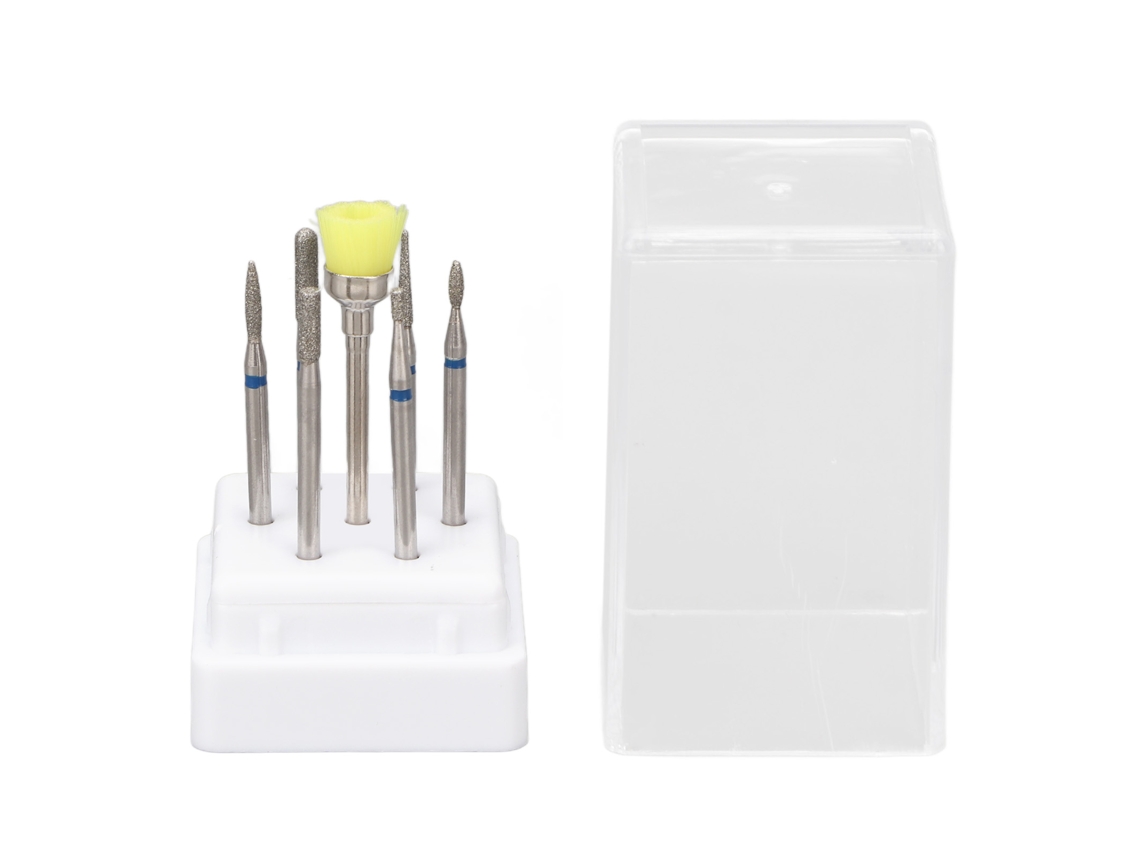 Conjunto de Brocas para Unhas com 7 Brocas, Ferramentas em Aço Inoxidável para Remover Células Mortas e Polir Unhas