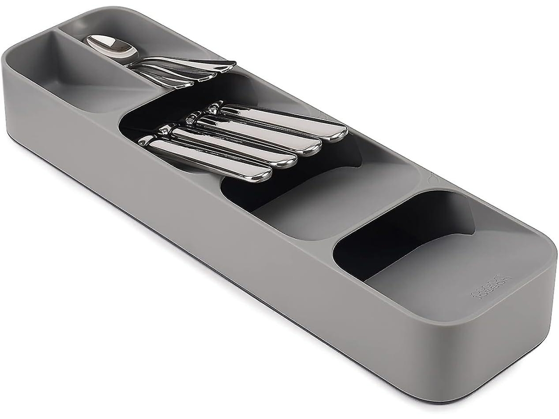 Lurelia Bandeja Para Talheres, 24 Peças, 5 Compartimentos, Para Gaveta De Cozinha, 39,6 X 11 X 5,5 Cm, Cinzento, Uso Diário
