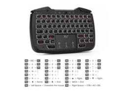 Controlador Sem Fio Rii Rk707 2.4ghz Com Teclado Mouse Touchpad Retroiluminado Branco Vibração Turbo