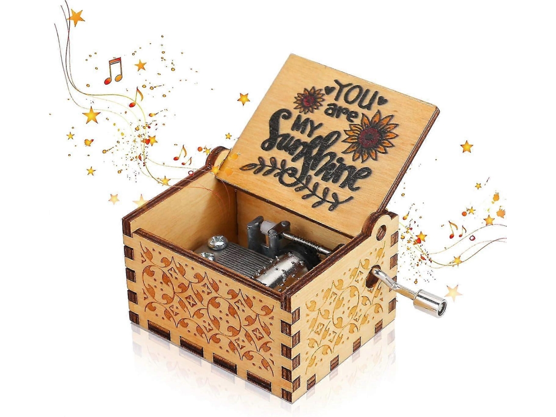 Caixa de Música "You Are My Sunshine" Vintage com Manivela AQUAFORGE (presente ideal)