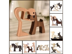 Figura de Cão Nova Line de madeira, decoração de mesa, estilo K