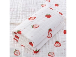 Toalha De Banho Para Bebê, Tecido De Algodão Extra Macio Com 6 Camadas, 100% Algodão Puro, 110cm X 110cm, Estampa De Morango Siurn
