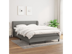 Cama Com Molas/colchão 140x190 Cm Tecido Cinzento-escuro