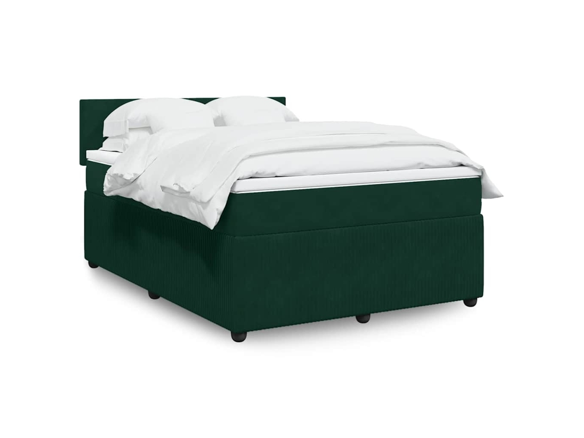 Vidaxl Cama Com Molas/colchão 160x200 Cm Veludo Verde-escuro
