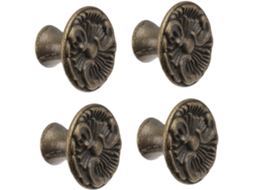Conjunto De 4 Puxadores Armário Em Bronze Antigo, Feitos Em Liga De Zinco Com Um Furo E Design Delicado