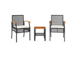 Maison Exclusive - Conjunto De Bistrô Com Almofadões 3 Pcs Vime Pe E Acácia Preto