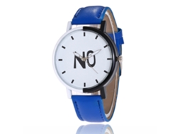 Reloj De Cuarzo Con Correa De Cuero Pu Fashion Dial Redondo Para Pareja Azul Real