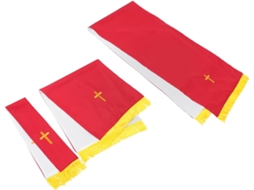 Conjunto de 3 Faixa Reversível para Púlpito da Igreja Católica, Retábulos Bordados, Caminho Mesa Comunhão Verm
