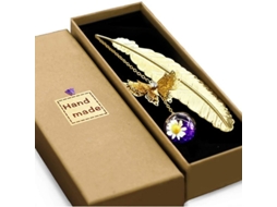 2026rebe mariposa de Metal Pluma Marcapáginas Regalo de Cumpleaños Con Flores Doradas Moradas Blancas