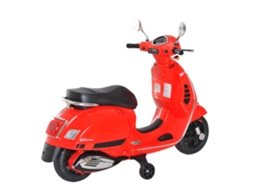 Mota Elétrica Para Crianças Com Licença Vespa Com Música Velocidade 2-3 Km/h E Buzina 102x50,5x75,5 Cm Vermelha