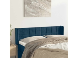 Vidaxl Cabeceira De Cama C/ Abas Tecido 147x16x78/88cm Azul-escuro