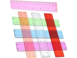 Kit com 14 réguas transparentes e coloridas, ferramenta de medição durável e portátil para escola, mesa e