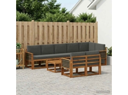 Vidaxl Conjunto De Sofás Para Exterior 9 Unid. Natural E Antracite