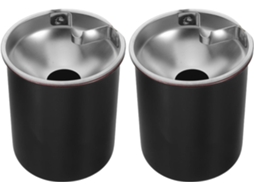 Conjunto De 2 Cinzeiros Automotivos Magiclulu Em Aço Inoxidável Preto Com Tampas À Prova De Vento E Fumaça