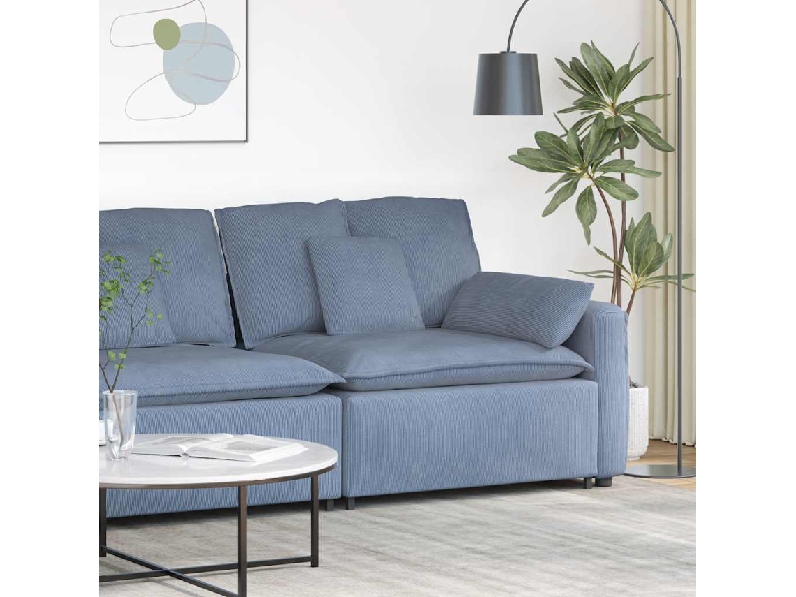 Vidaxl Módulo De Extremidade De Apoio De Braço Para Sofá Modular Com Almofadas, Azul, 100 Cm