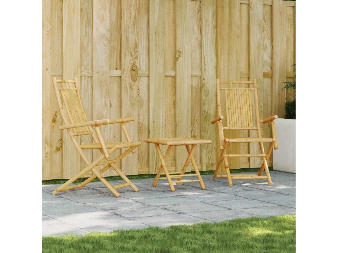 Vidaxl 3 Pcs Conjunto De Bistrô Em Bambu