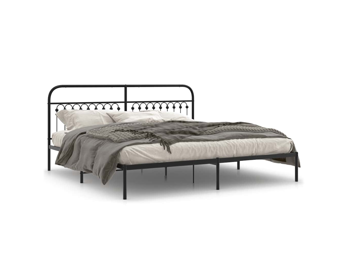 Bed Frame, Bed Frames Vidaxl Preto Aço (200 X 200 Cm)
