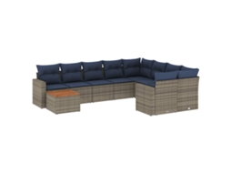 Conjunto de 10 Sofás P/ Jardim C/ Almofadões Vime Pe Cinzento MAISON EXCLUSIVE (10 pcs)