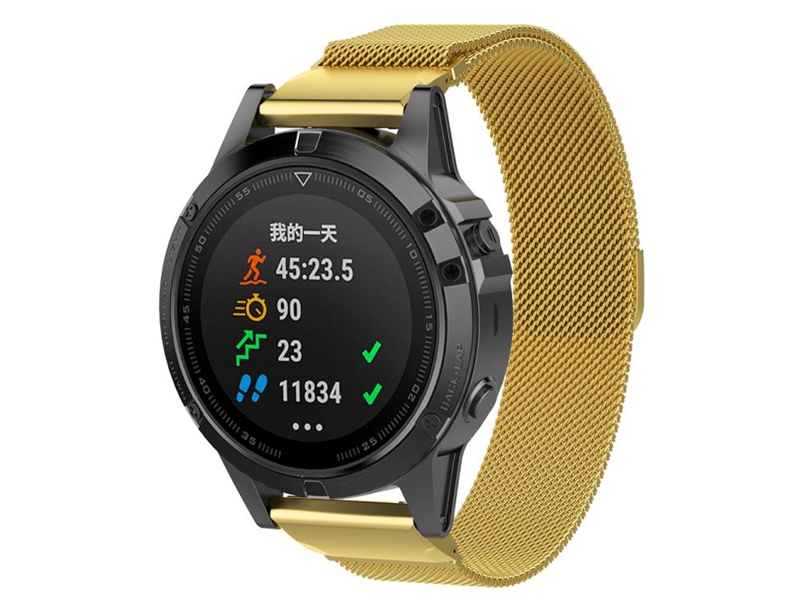 Bracelete para Garmin Fenix 8 / 7 / 6 / 5 Metal Milanês com Ajuste Rápido Dourada XIAOMOYU (22mm)