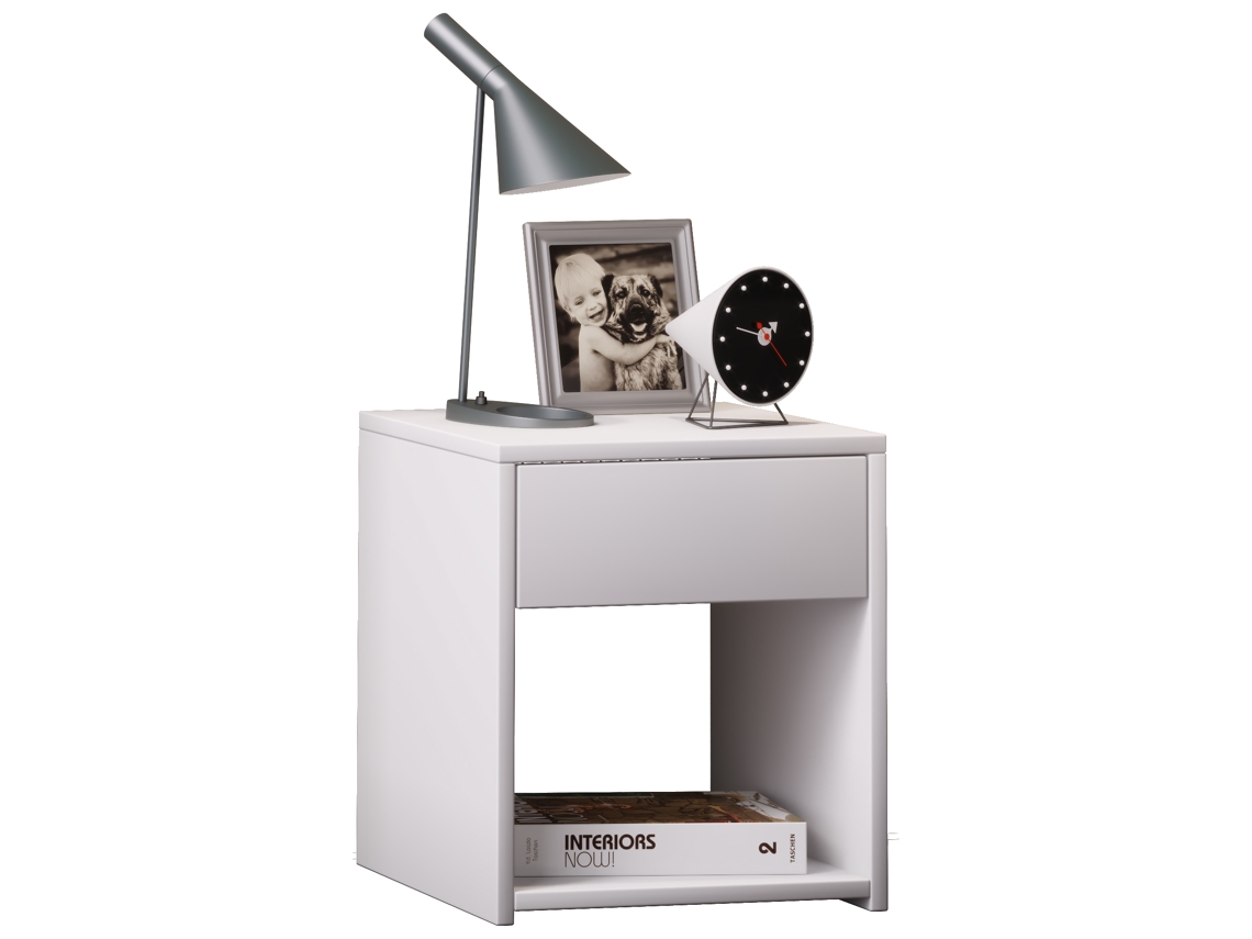 Mesa de Cabeceira Gaveta Sledo Vcm Madeira Branco