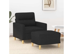 Vidaxl Poltrona Com Apoio De Pés 60 Cm Tecido Preto