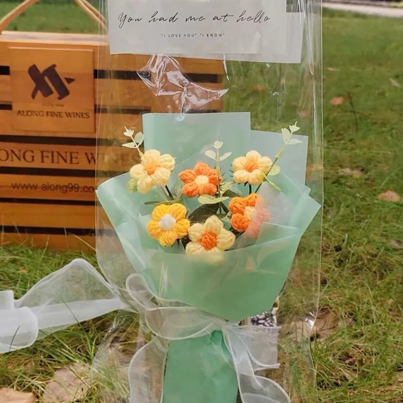 Buquês de Formatura Feitos À Mão em Crochê, Buquês Artificiais para Decoração de Casamento. MDUG