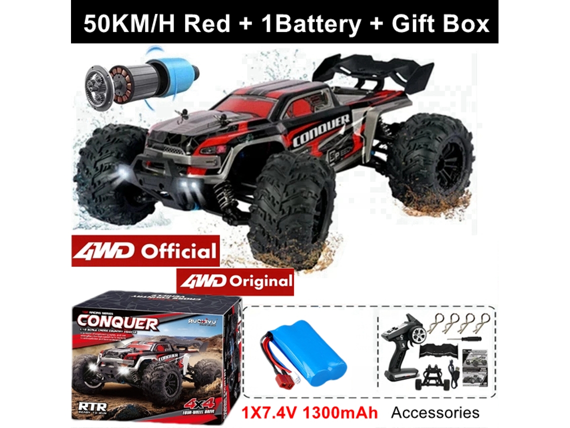 Carro Rc 4wd Brushless 50 80km/h Alta Velocidade Caminhão Off Road Brinquedo Adulto Criança Vermelho Aeuzwr