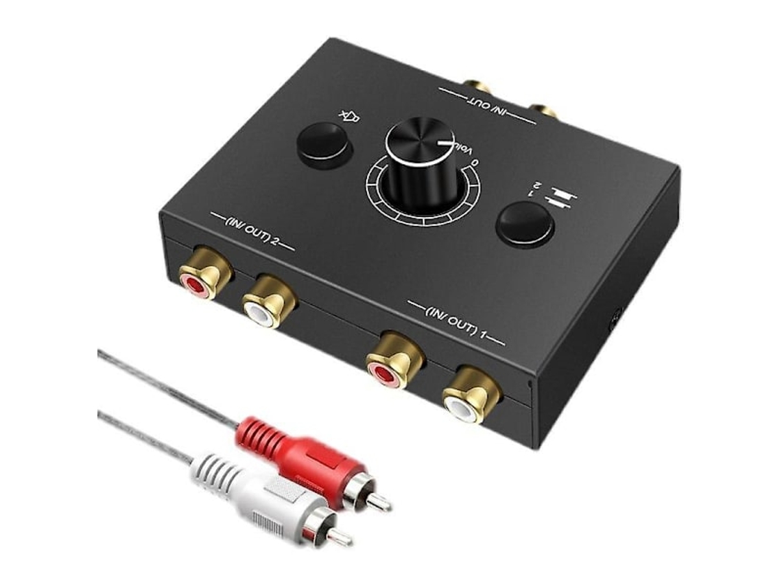 Comutador de Áudio Estéreo Rca Bidirecional com Botão Mudo AQUAFORGE