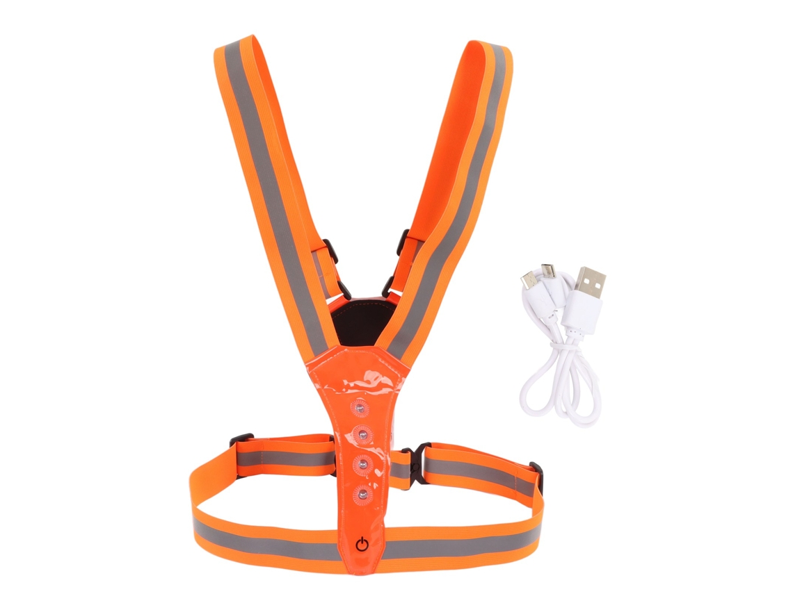Chaleco Reflectivo Led Elástico Alta Visibilidad Impermeable Transpirable Para Correr Ciclismo Naranja Rojo