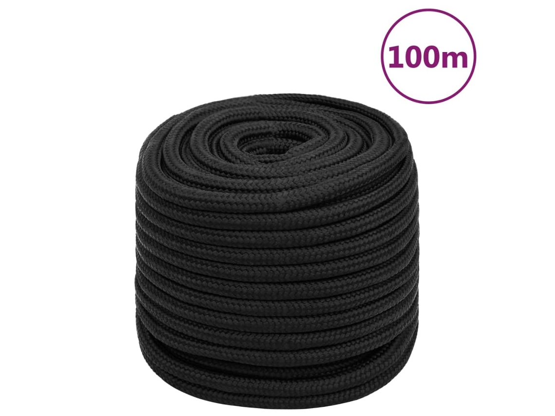 Vidaxl Corda De Barco 16 Mm 100 M Polipropileno Preto Completo
