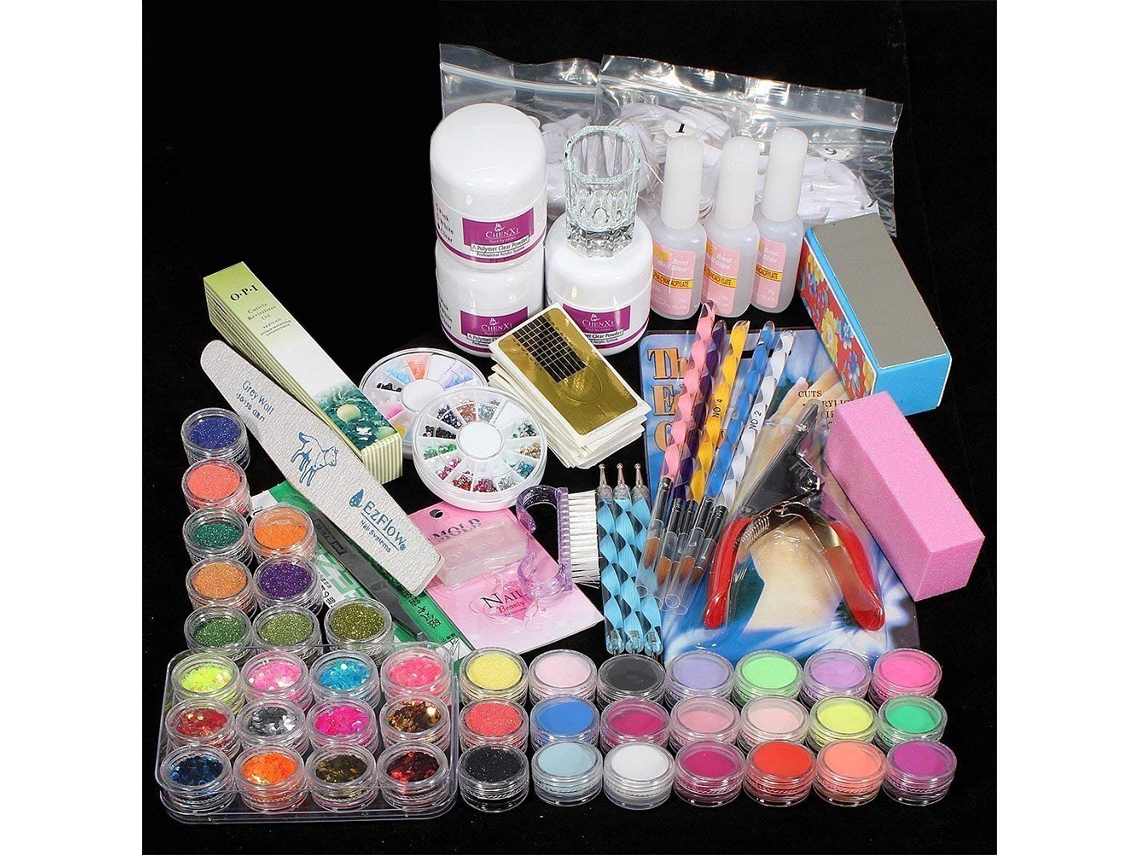 Kit De Arte De Unhas Acrílicas Profissional Com Ferramentas Diy E Pó De Glitter Para Manicure Em Casa Ou Salão