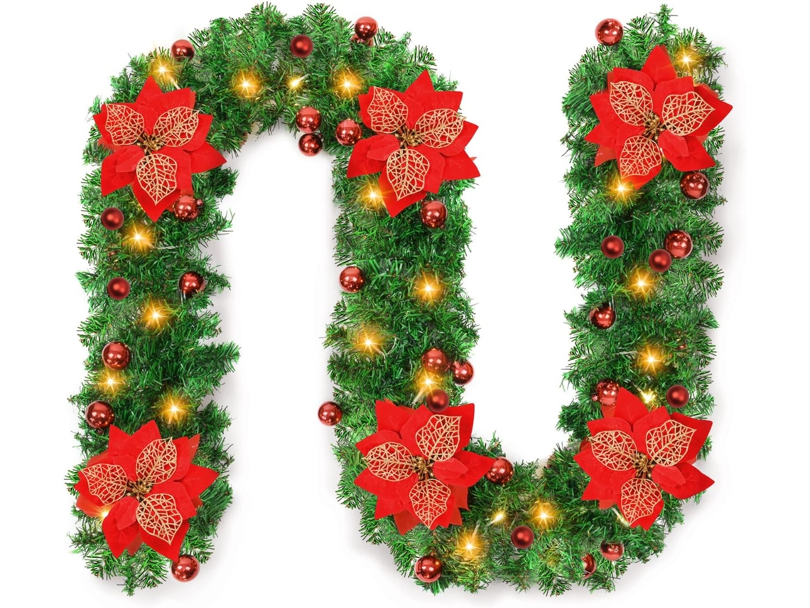 Guirlanda De Natal Com Luzes, Guirlanda De Natal Artificial Pré Iluminada Aquaforge