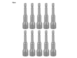 Kit De 10 Socos Magnéticos De Aço Inoxidável Para Parafusadeira Neumática 1/4''*65mm*h10