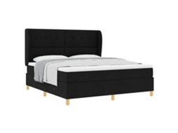 Vidaxl Cama Box Com Cabeceira Manual Preto 200 X 180 Cm Tecido
