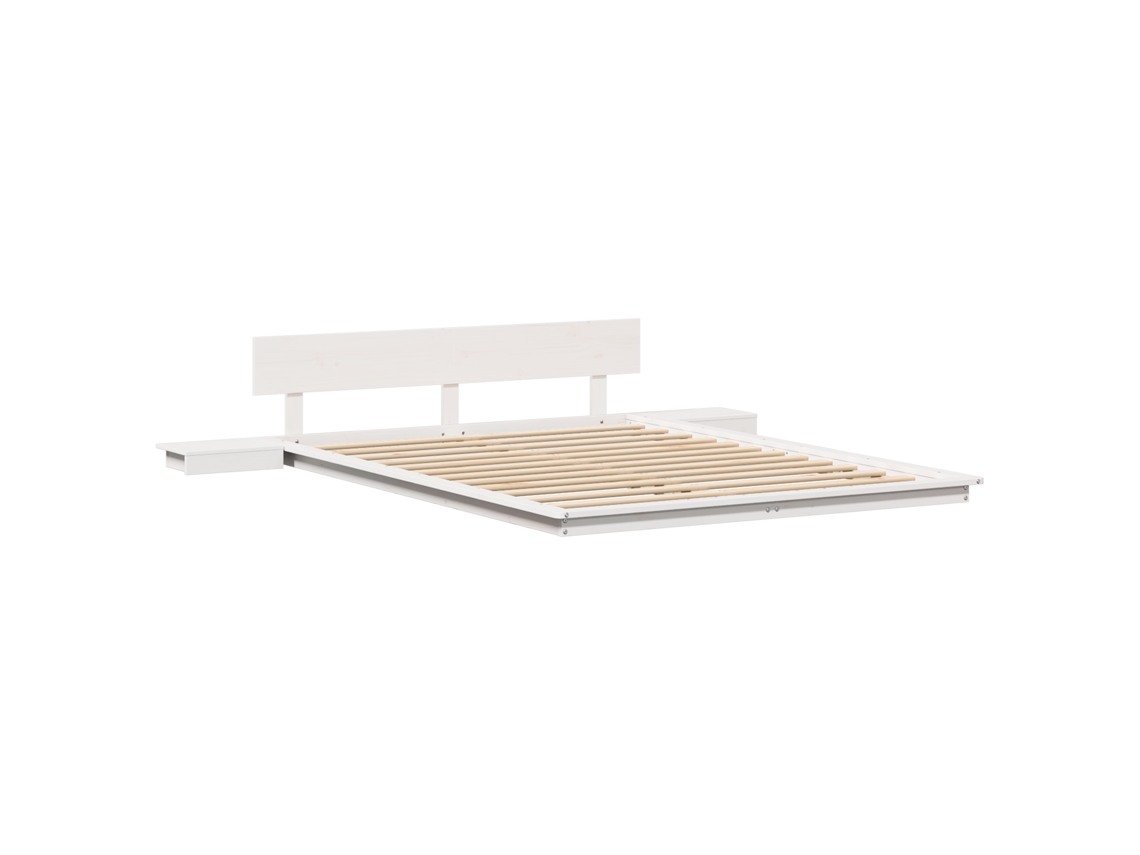 Conjunto 1 Estrutura Da Cama Vidaxl Branco Madeira De Pinho Maciça (140 X 200 Cm)