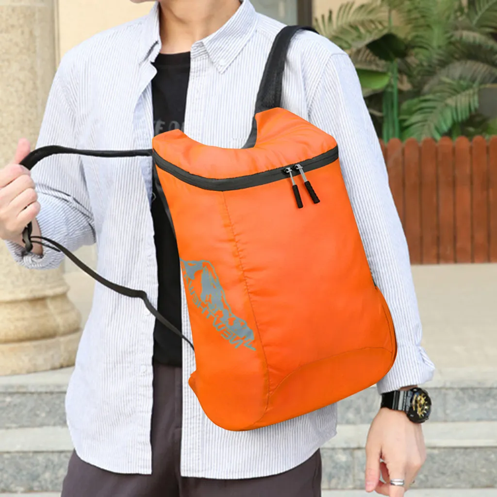 Mochila Dobrável Para Caminhadas, Mochila Impermeável Para O Dia A Dia, Mochila Dobrável Para Viagens, Laranja