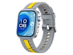 Bracelete Para Huawei Watch Fit 4 Pro / Fit 4 / Fit 3 - Silicone Bicolor - Listras Verticais Cinza Prateado + Amarelo