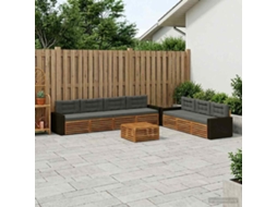 Vidaxl Conjunto De Sofás Para Exterior 8 Unid. Natural E Antracite